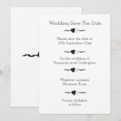 Zwart-witte harten bruiloft save the date (Voorkant / Achterkant)