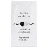 Zwart-witte harten ontwerp bruiloft klein cadeauzakje (Voorkant)