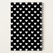 Zwart-witte harten patroon notitieboek (Achterkant)