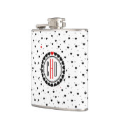 Zwart-witte harten patroon rood accent heupfles (Links)