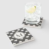 Zwart-witte harten patroon stenen onderzetter (Zijkant)