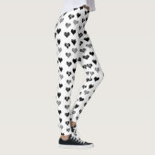 Zwart-witte harten tekening - Eenvoudige diversite Leggings (Rechts)