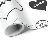 Zwart-witte hartgezichten Love Xoxo Cadeaupapier (Rol Hoek)