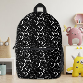 Zwart Witte Hartjes School Rugzak