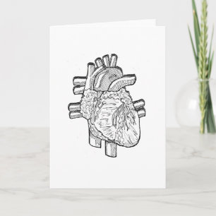 Zwart-witte harttekening feestdagen kaart
