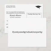Zwart & Witte Hashtag Uitgestelde Afstudeerfeest Briefkaart (Voorkant / Achterkant)