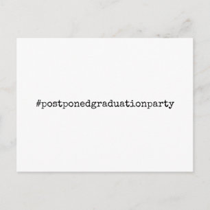 Zwart & Witte Hashtag Uitgestelde Afstudeerfeest Briefkaart