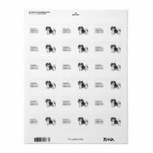 Zwart-Witte Havanese Cartoon Hond & Aangepaste Tek Etiket (Full Sheet)