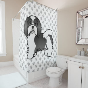 Zwart-witte Havanese cute cartoon hond Douchegordijn