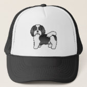 Zwart-witte Havanese cute cartoon hond Trucker Pet (Voorkant)