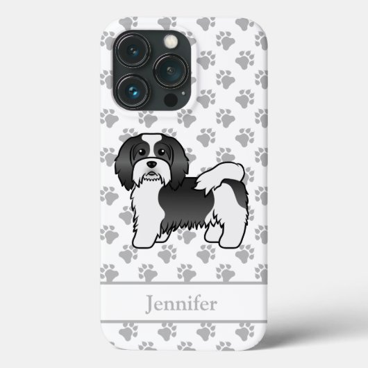 Zwart-Witte Havanese Mopshond Cute Cartoon Hond & Case-Mate iPhone Case (Achterkant)
