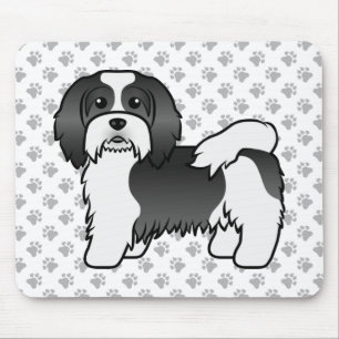 Zwart-Witte Havanese Mopshond Cute Cartoon Hond Muismat