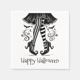 Zwart & Witte Heks Benen Whimsical Halloween Feest Servet