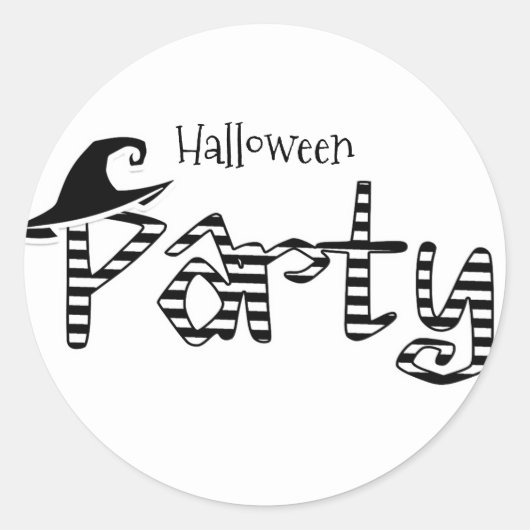 Zwart & Witte Heks Halloween Feest Ronde Sticker (Voorkant)