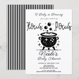 Zwart Witte Heksenketel Halloween Baby Shower Kaart