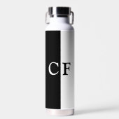 Zwart-witte helften aangepaste initialen waterfles (Voorkant)