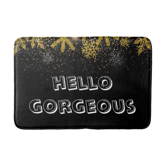 Zwart & Witte "Hello Gorgeous" Borstelletter Thema Badmat (Voorkant)