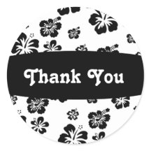 Zwart & Witte Hibiscus Bloem Bloem Sticker