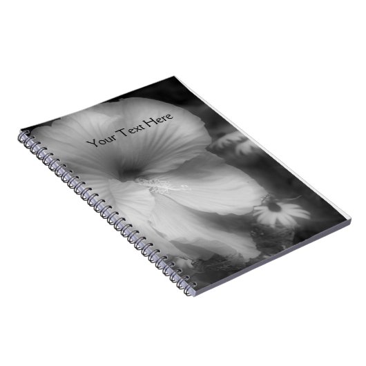 Zwart-witte hibiscus Notitieboek (Rechterzijde)