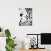 Zwart-Witte Hibiscus Poster (Thuiskantoor)