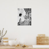 Zwart-Witte Hibiscus Poster (Keuken)