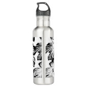 Zwart-witte hibiscus waterfles  (Achterkant)
