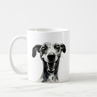 Zwart-witte hippet | Cute Greyhound Koffiemok