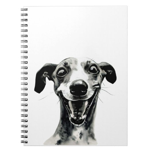 Zwart-witte hippet | Cute Greyhound Notitieboek (Voorkant)
