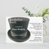 Zwart & Witte Hoed Bachelorfeest Uitnodiging (Staand voorkant)