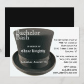 Zwart & Witte Hoed Bachelorfeest Uitnodiging (Voorkant / Achterkant)