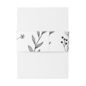 Zwart-witte hoek bloemen boho bruiloft uitnodigingen wikkel (Achterkant Voorbeeld)