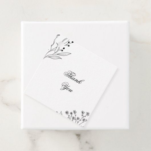 Zwart-witte hoek Floral Boho bruiloft Bedankjes Labels (In situ)