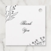 Zwart-witte hoek Floral Boho bruiloft Bedankjes Labels (Achterkant)