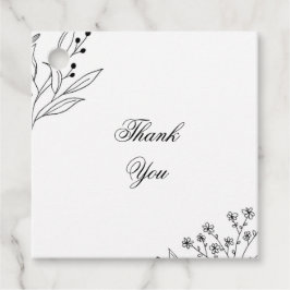 Zwart-witte hoek Floral Boho bruiloft Bedankjes Labels
