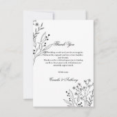 Zwart-witte hoek Floral Boho bruiloft Bedankkaart (Voorkant)