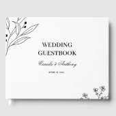 Zwart-witte hoek Floral Boho bruiloft Gastenboek (Voorkant)