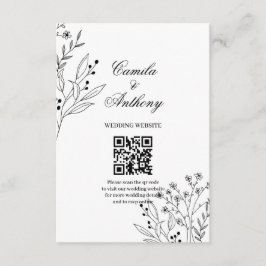 Zwart-witte hoek Floral Boho bruiloft Informatiekaartje