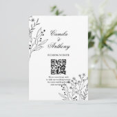 Zwart-witte hoek Floral Boho bruiloft Informatiekaartje (Staand voorkant)