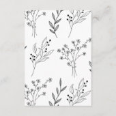 Zwart-witte hoek Floral Boho bruiloft Informatiekaartje (Achterkant)