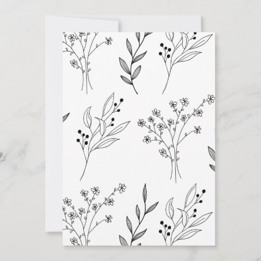 Zwart-witte hoek Floral Boho bruiloft Kaart (Achterkant)