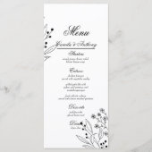 Zwart-witte hoek Floral Boho bruiloft Menu (Voorkant)