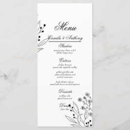 Zwart-witte hoek Floral Boho bruiloft Menu