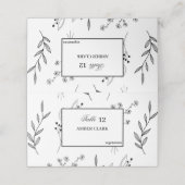 Zwart-witte hoek Floral Boho bruiloft Plaatskaartje (Buitenkant ongevouwen)