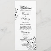 Zwart-witte hoek Floral Boho bruiloft Programmakaart (Voorkant)