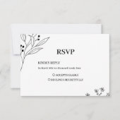 Zwart-witte hoek Floral Boho bruiloft RSVP Kaartje (Voorkant)