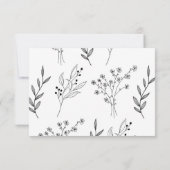 Zwart-witte hoek Floral Boho bruiloft RSVP Kaartje (Achterkant)