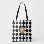 Zwart-witte hombus klassieker met uw Monogram Tote Bag (Voorkant)