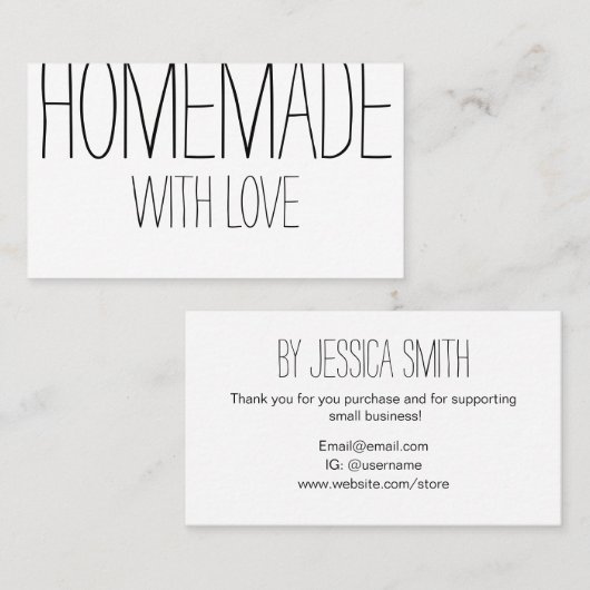 Zwart-witte homemade moderne eenvoudige visitekaartje (Voorkant / Achterkant)