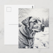 Zwart-witte hond AI-schets winterscene Briefkaart (Voorkant / Achterkant)