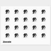 Zwart-witte hond Clipart artwork Ronde Sticker (Vel)